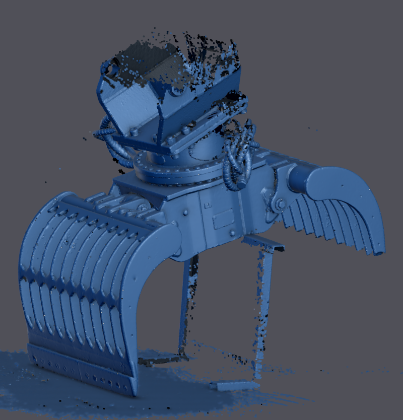 Scan 3D d’une pince de tri Liebherr réalisé avant réparation